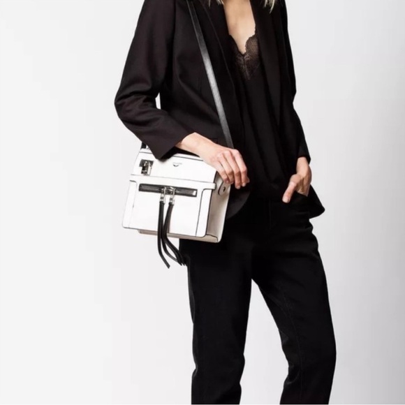 NWT ZADIG & VOLTAIRE Women’s White Leather Zip Crossbody Shoulder Bag - Picture 6 of 6